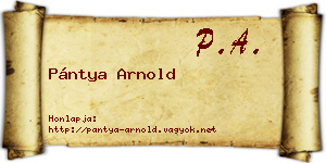 Pántya Arnold névjegykártya